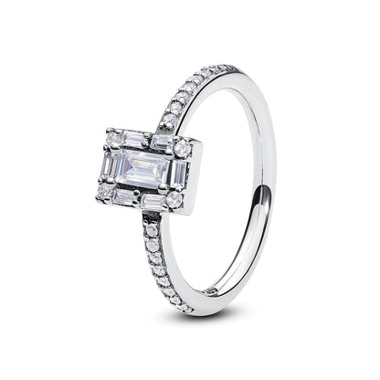 925 Sterling Silver Crown Crystal Ring in Rose Gold