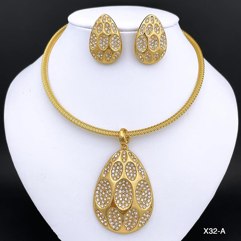 Elegant Dubai-Inspired Necklace & Earring Set For Women