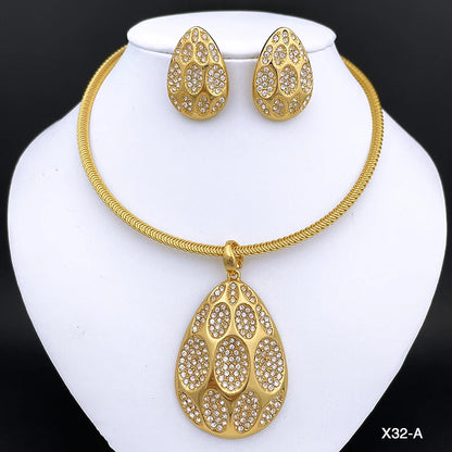 Elegant Dubai-Inspired Necklace & Earring Set For Women