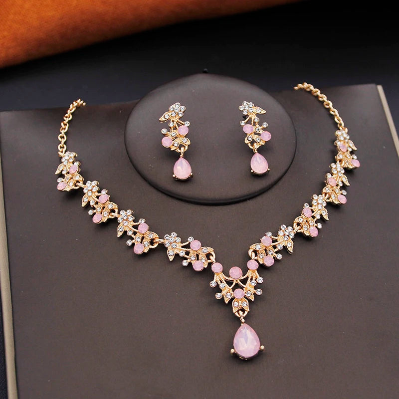 Elegant Bride Tiara and Necklace Earrings Set – 3 PCS Jewelry for Weddings Birthdays