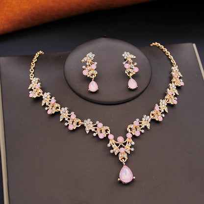 Elegant Bride Tiara and Necklace Earrings Set – 3 PCS Jewelry for Weddings Birthdays