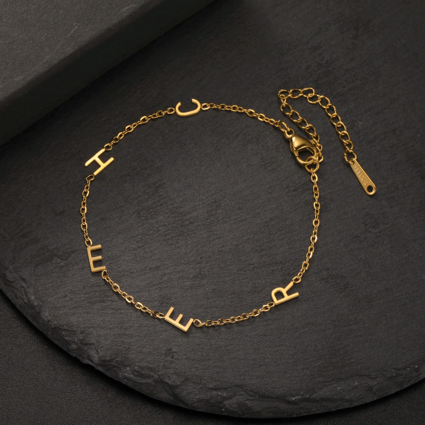 Custom Initial Letter Bracelet For Women - Stainless Steel