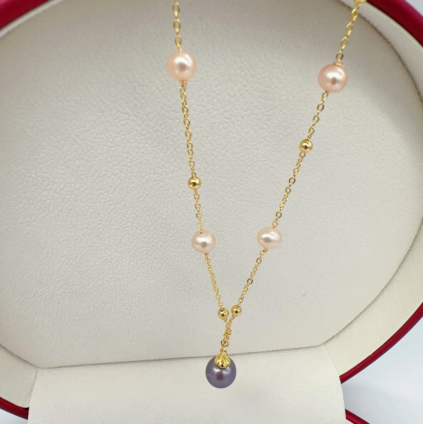 Pearl Necklace 18K Gold Plated Big Round Pearl Pendant Jewelry