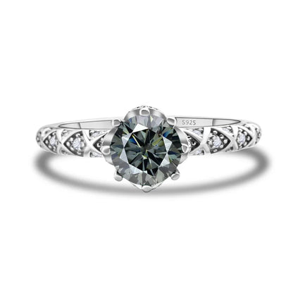 1 Carat 6.5mm D Color Moissanite Engagement Ring 925 Sterling Silver