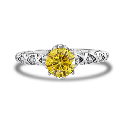 1 Carat 6.5mm D Color Moissanite Engagement Ring 925 Sterling Silver