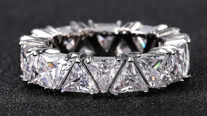 Elegant 925 Sterling Silver Ring with Triangular Zircon Stone