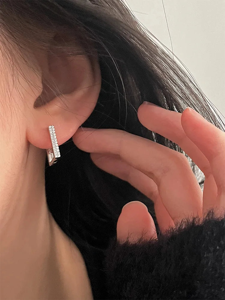 925 Sterling Silver Geometric Zircon Earrings for Women
