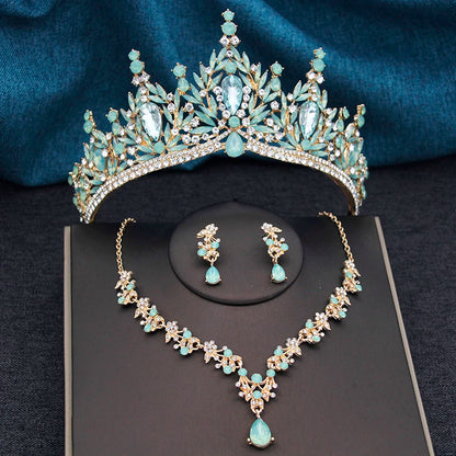 Princess Crown Bridal Jewelry Set for Women – Tiaras, Necklace & Earrings