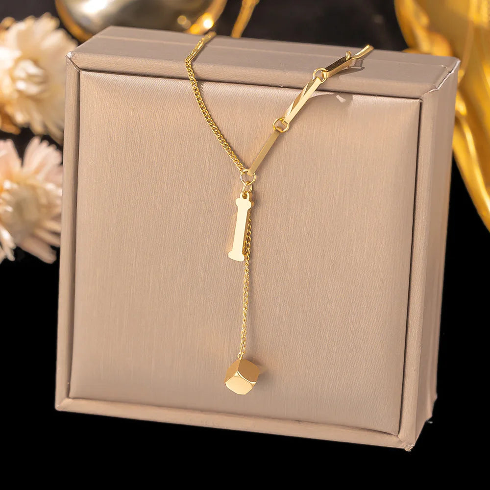 Initial Letter Stainless Steel Pendant Necklace for Women