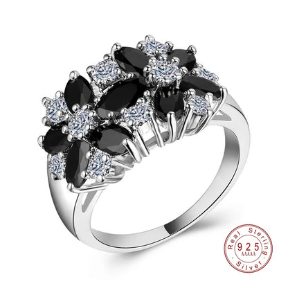 925 Sterling Silver Cubic Zirconia Crystal Ring for Women Jewelry Gifts