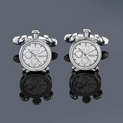 Vintage Clock Cufflinks Men's French Shirt Cufflinks Copper Material Clock Alarm