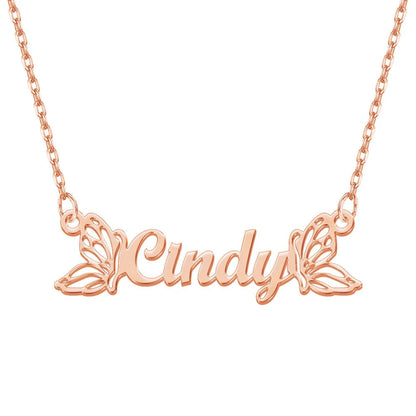 Personalized Name Customized Necklace, Two Exquisite Butterfly