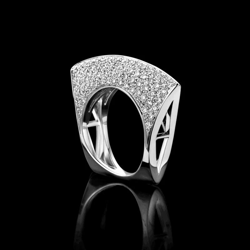 925 Sterling Silver Irregular Hollow Out Diamond Ring