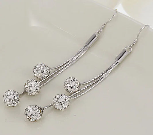 925 Sterling Silver Luxury Ball Tassel Earrings For Women