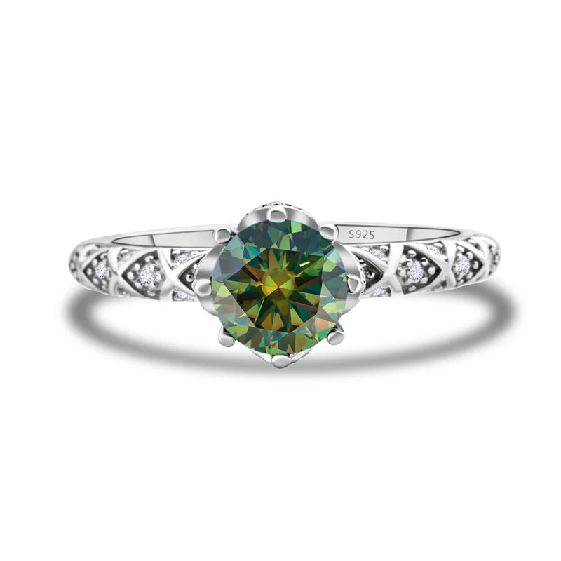 1 Carat 6.5mm D Color Moissanite Engagement Ring 925 Sterling Silver