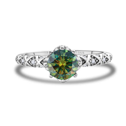 1 Carat 6.5mm D Color Moissanite Engagement Ring 925 Sterling Silver