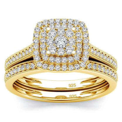 2pcs Moissanite Ring Set For Woman Original 925 Sterling Silver