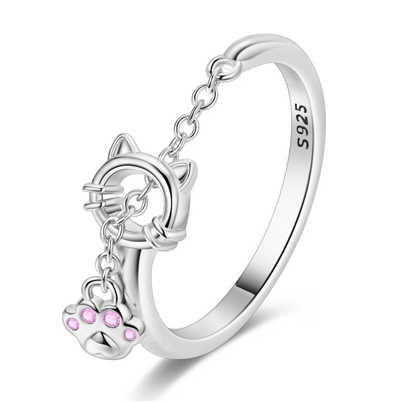 925 Silver Color with Blue Zircon Butterfly Leaf Flower Rings