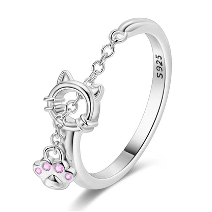 925 Silver Color with Blue Zircon Butterfly Leaf Flower Rings
