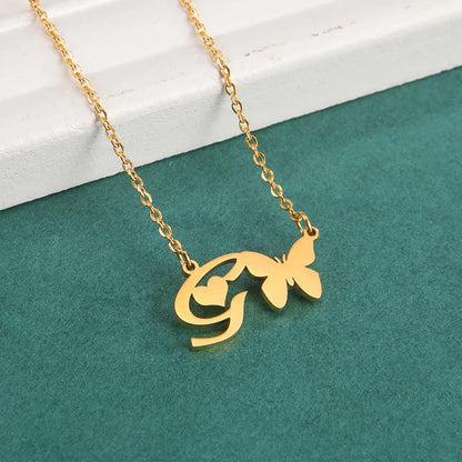 New Fashion 26 Initials Letter Pendant Butterfly Necklace