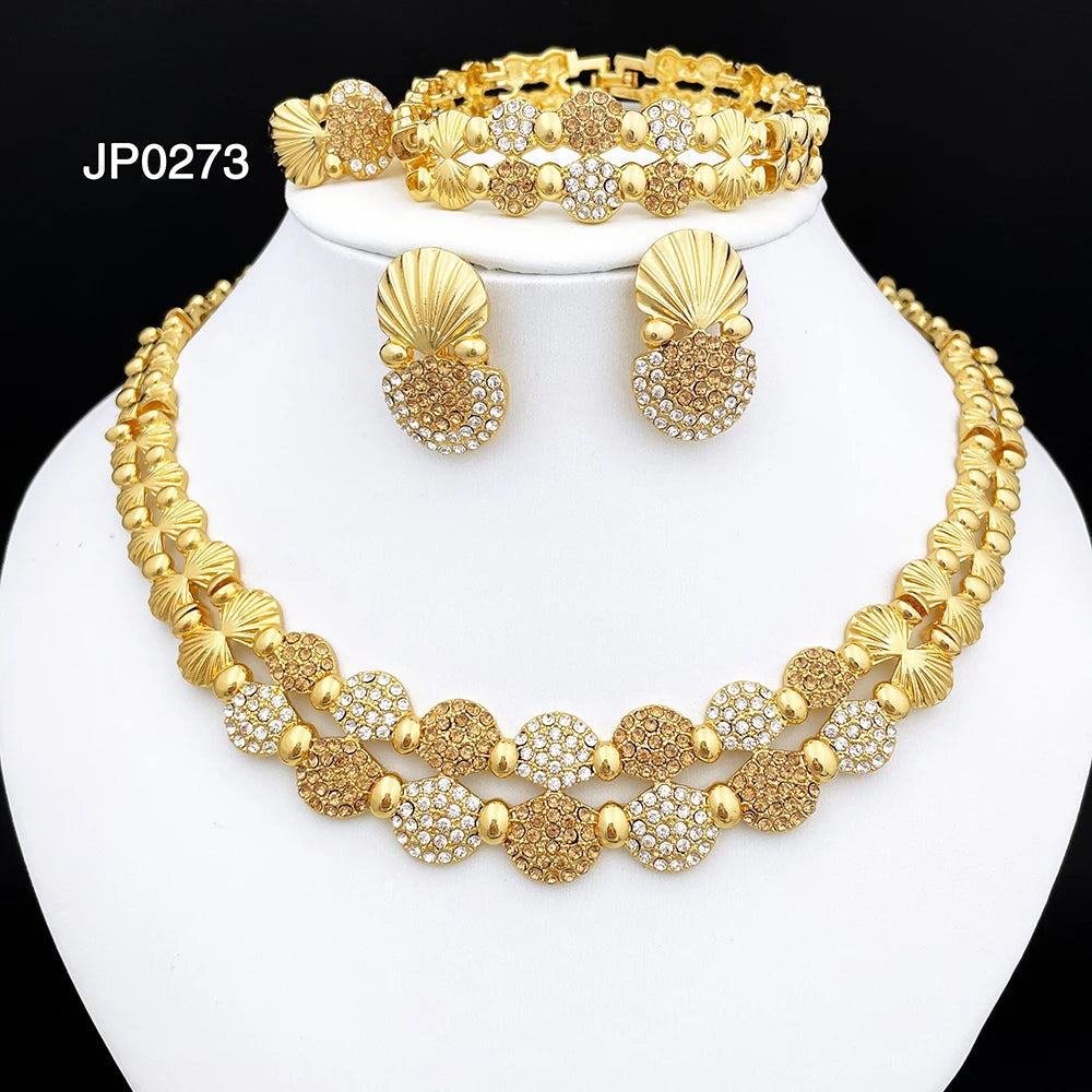 Elegant Italian 24K Gold Plated Jewelry 4pcs Set