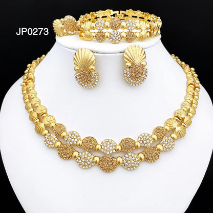 Elegant Italian 24K Gold Plated Jewelry 4pcs Set