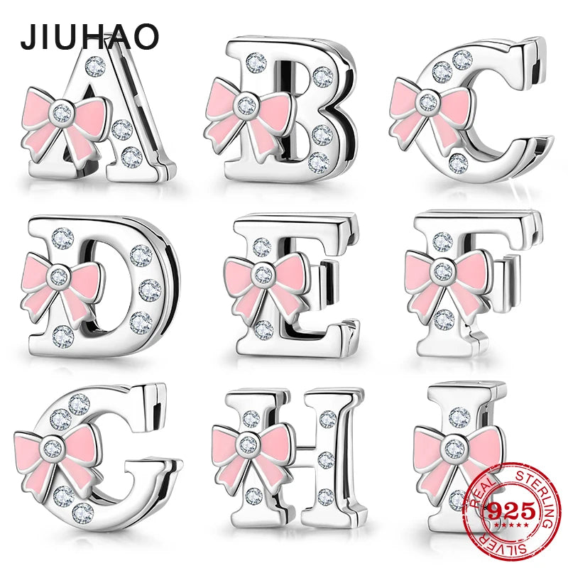 Top quality 925 Sterling Silver Letter A to Z Zircon clips Beads