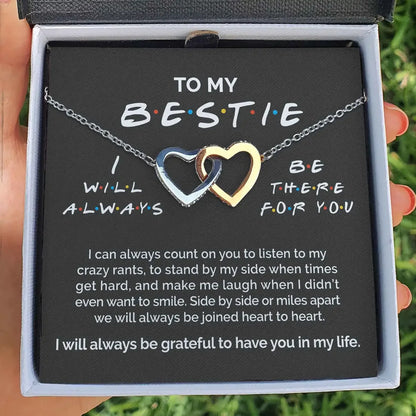 To My Bestie – Double Interlocked Heart Necklace
