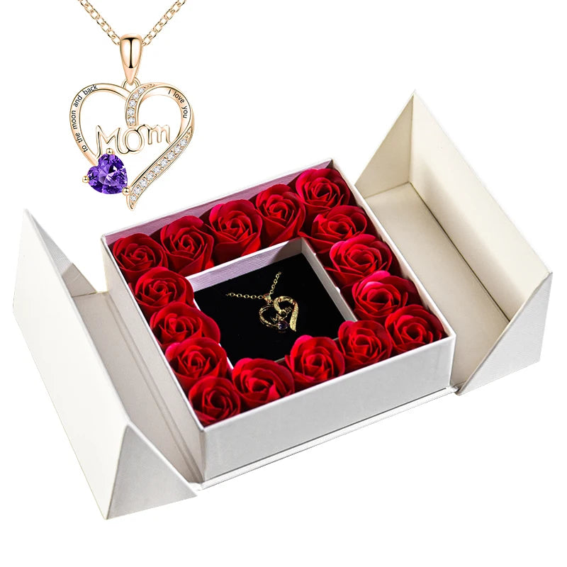 Elegant Pendant Necklace with Eternal Soap Rose Gift Box