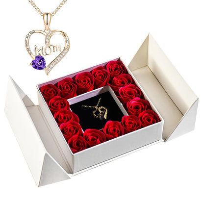Elegant Pendant Necklace with Eternal Soap Rose Gift Box