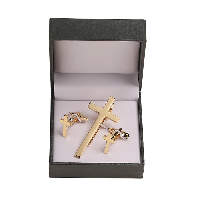 Cufflinks and Tie Clip Set Men's French Shirt Cufflinks