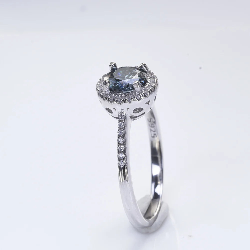 New Grey Color 1CT Moissanite Ladies Ring 925 Silver Jewerly