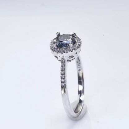 New Grey Color 1CT Moissanite Ladies Ring 925 Silver Jewerly