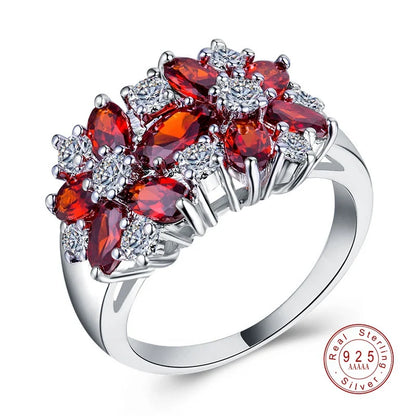 925 Sterling Silver Cubic Zirconia Crystal Ring for Women Jewelry Gifts