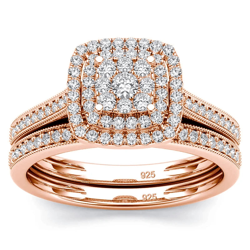 2pcs Moissanite Ring Set For Woman Original 925 Sterling Silver