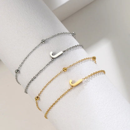New Fashion A-Z Letter Double Layer Bracelets Simple Stainless