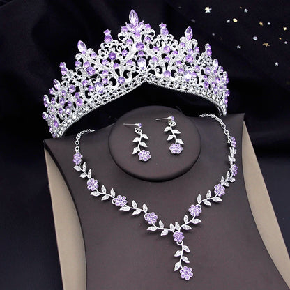 3 Pcs Baroque Bridal Wedding Crown Jewelry Sets and Tiaras For Women