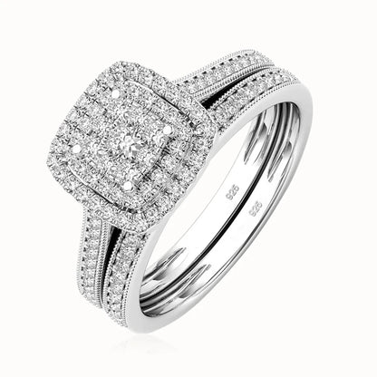 2pcs Moissanite Ring Set For Woman Original 925 Sterling Silver