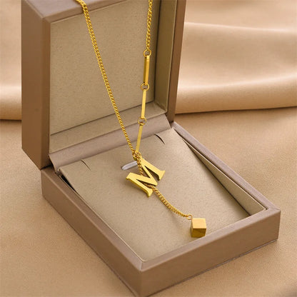Initial Letter Stainless Steel Pendant Necklace for Women