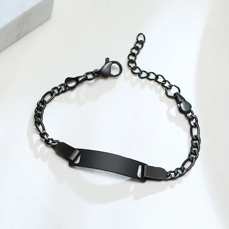 Engraved Baby Name Bracelet Custom Letter Date Kids Jewelry Stainless Steel