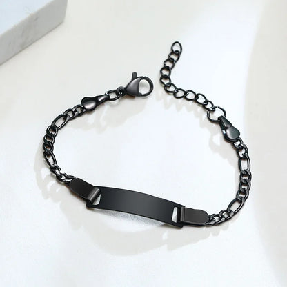 Engraved Baby Name Bracelet Custom Letter Date Kids Jewelry Stainless Steel