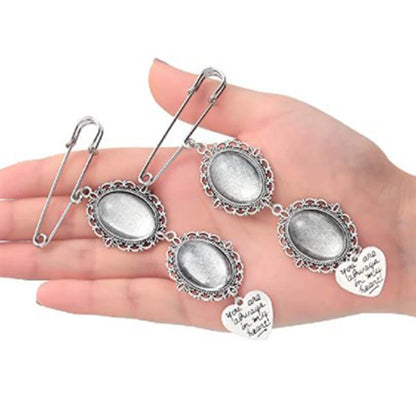 Wedding Bouquet Photo Brooches With Angel Wing Photo Frame Pendant for Bride Groom