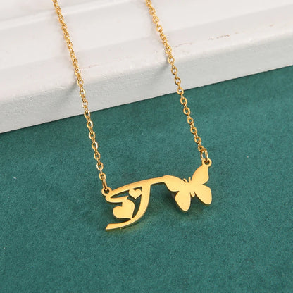 New Fashion 26 Initials Letter Pendant Butterfly Necklace