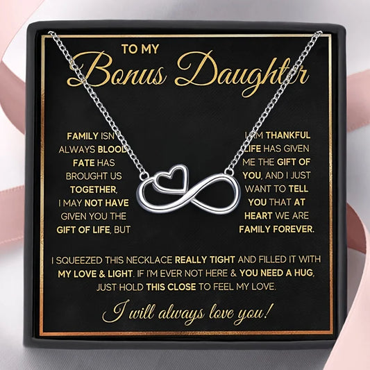 To My Bonus Daughter” Infinite Love Necklace With Gift Box