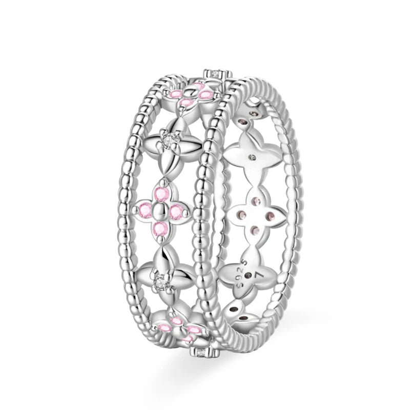 925 Silver Hollow Ring Size 6-9 Flower Sun Design