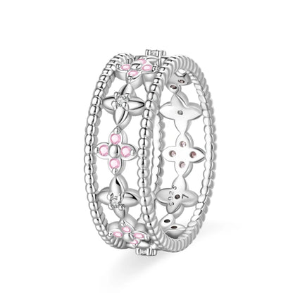 925 Silver Hollow Ring Size 6-9 Flower Sun Design