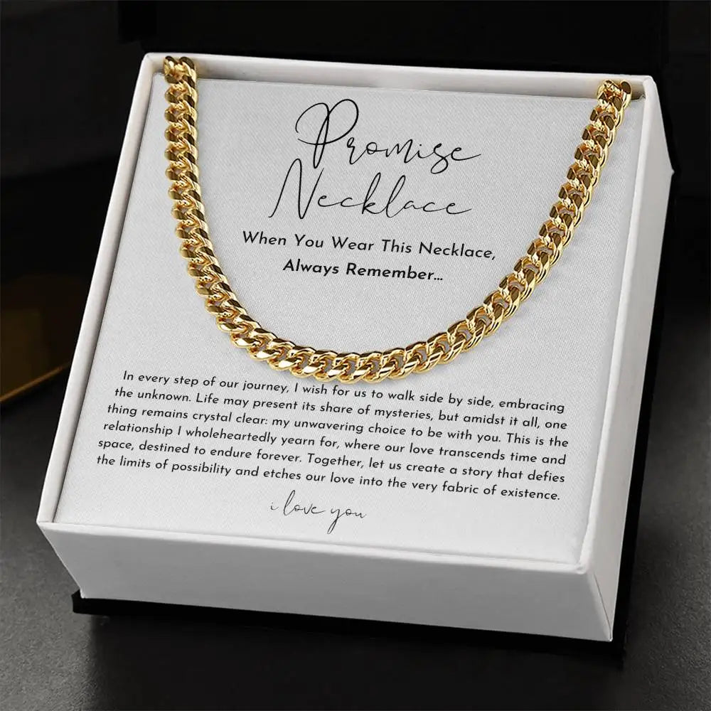 "To My Boyfriend" Promise Necklace – Stainless Steel Cuban Chain Gift for Him