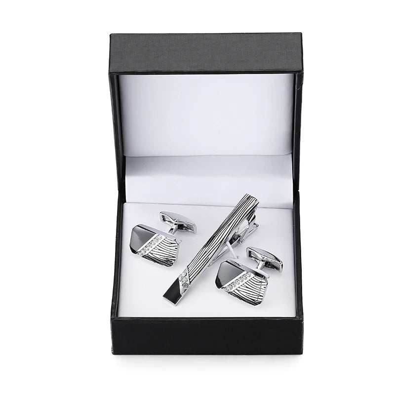 Cufflinks and Tie Clip Set Men's French Shirt Cufflinks