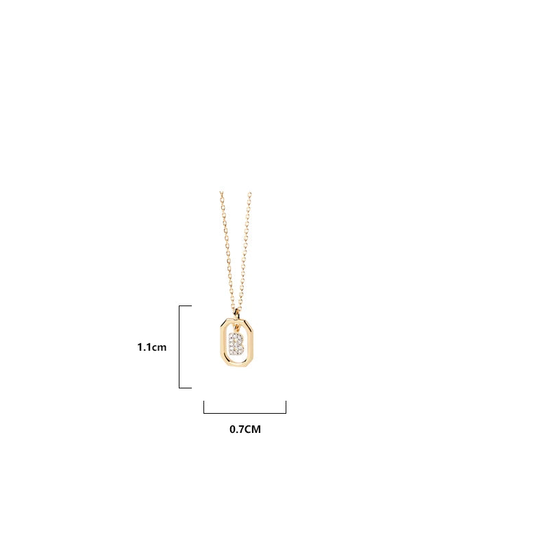 New 925 Sterling Silver Alphabet Necklace Initial Zircon Choker A-Z Letters Chain