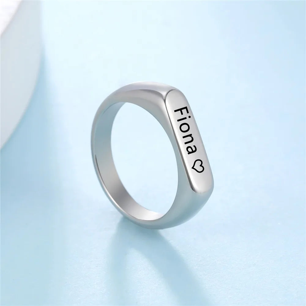 Name Date Customized Rings – Personalized Jewelry for Women Men Stainless Steel